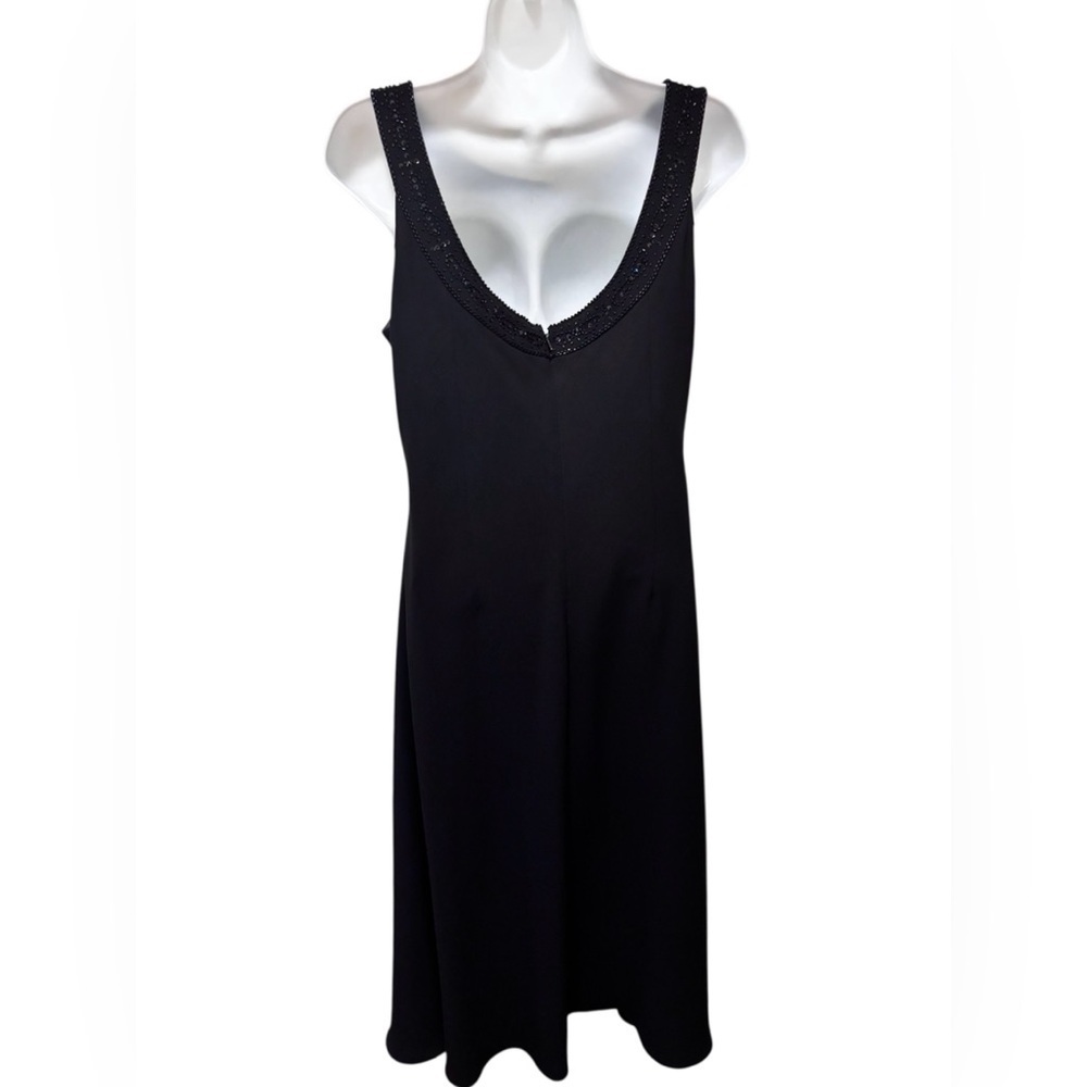 Y2K Elegant Evan-Picone Black Cocktail Maxi Dress Sheer Sz 12 Illusion Neckline - Picture 3 of 7